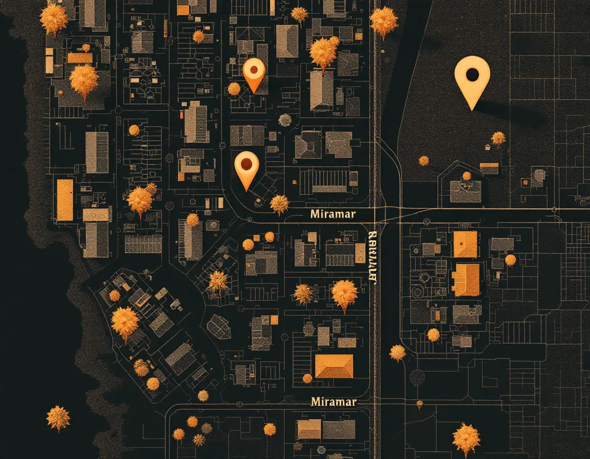 Stylized map showing the Glingua office location in Miramar, Florida